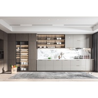 Meubles de cuisine modulaires modernes en granit artificiel, bois massif, acier inoxydable, MDF, panneaux mélaminés pour appartement, rangement efficace