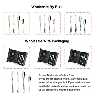 Custom Logo Hot Sale 24 Pcs Tableware Set Knife Spoon Fork Luxury Stainless Steel Cutlery Set Golden Cutlery Set