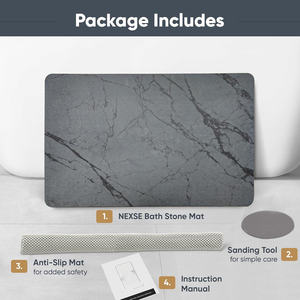 Tapis de bain en pierre au design élégant en marbre, motif uni qui garde votre salle de bain impeccable en permanence - Product Image 2