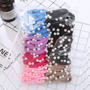 Élastiques à cheveux en nylon avec perles pour femmes, attaches pour queue de cheval, cordes élastiques en caoutchouc - Product Image 1