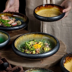 Plato de cerámica circular de gran capacidad con cuenco de esmalte dividido de hielo único <span class=keywords><strong>para</strong></span> restaurantes - Product Image 2
