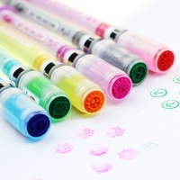 Stylo gel multifonctionnel BECOL en forme de seringue, double tête, surligneur à rouleau pour contours et lignes