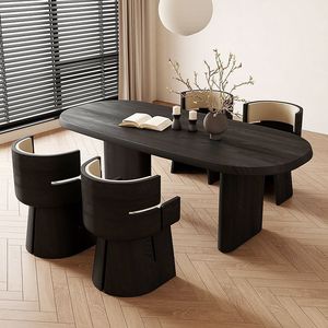 Solid Wood Dining <b>Table</b> Rectangle Stable Baking Paint For Home Office Use - Product Image 4