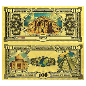Billet de banque en feuille d'or Sept Merveilles du Monde 100 USD, pièce de collection UNCurrency double face 15x7cm, cadeau pour voyageurs et collectionneurs - Product Image 4