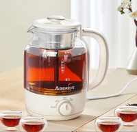 Bouilloire électrique domestique de 1,5 L, chauffe-thé en verre, bouton de contrôle de la température, puissance de 800 W, modes manuel/automatique, chauffe-thé