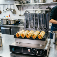 SUNMAX Machine à Burritos de Comptoir 5 Emplacements, Presse à Tortillas Électrique Antiadhésive Robuste, Chauffage Rapide 1.5KW, Contrôle de Température pour