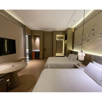 Ensemble de meubles de chambre à coucher modernes en bois massif et MDF avec rangement et design sculpté manuel pour usage hôtelier