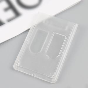 Protector de soporte de tarjeta de identificación de 2 tarjetas verticales transparentes duras con ranura para pulgar para enfermera de oficina y escuela - Product Image 5