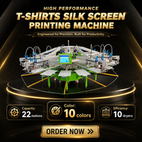 Máquina Automática de Serigrafía de Camisetas de 10 Colores y 22 Estaciones, Impresora Textil Tipo Carrusel con 10 Secadores de Flash