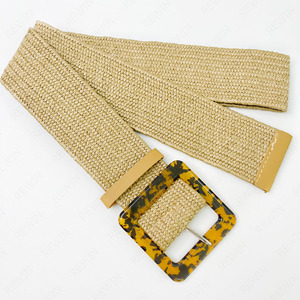 <span class=keywords><strong>Ceinture</strong></span> pour femme RW Leopard Square en résine avec boucle ardillon, <span class=keywords><strong>largeur</strong></span> 5 <span class=keywords><strong>cm</strong></span>, <span class=keywords><strong>ceinture</strong></span> extensible en paille PP, <span class=keywords><strong>ceinture</strong></span> bohème en paille PP tressée élastique pour femme - Product Image 5