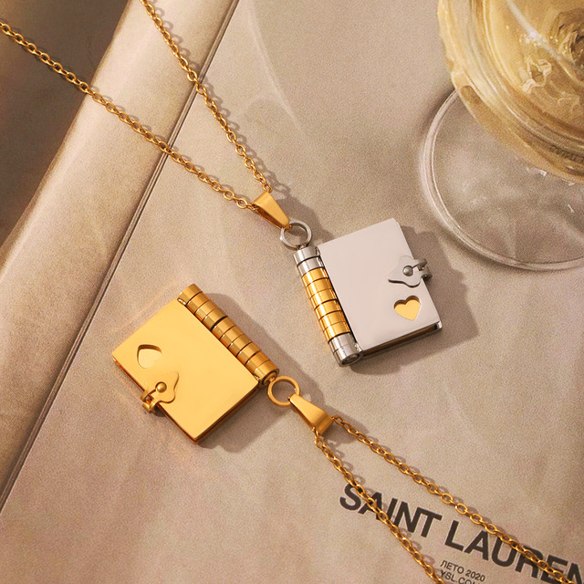 MW DIY Name Logo Custom Jewelry Stainless Steel Personalized Engraved Love Letter Book Sweater Chain Pendant Necklace
