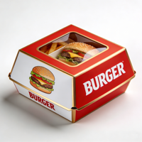 Boîtes à hamburgers en papier personnalisées, emballages pour frites, restauration rapide, vente en gros