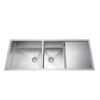 48 "En Acier inoxydable Grande Capacité Double Bol 16 Jauge Épaisseur Évier De Cuisine Avec Égouttoir