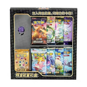 Vente en gros de packs de boosters de jeu de cartes à collectionner Pokémon authentiques, boîte-cadeau en papier doré scintillant, jeu de société portable - Product Image 3