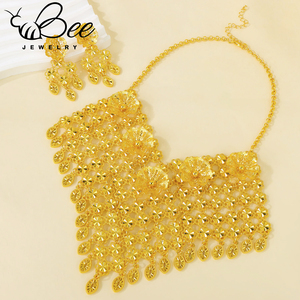 Collar de Oro Pakistaní Chapado en Oro que No se Deslustra, Fabricantes de Joyería Tradicional de Alta Calidad para Novias de Dubái, Conjunto de Joyería para la Noche - Product Image 6
