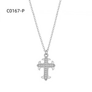 Amy Amy <b>Cross</b> Pendant Necklace Rhodium Plated Cubic Zirconia Women's Fashion Jewelry Everyday Wearing Gift - Product Image 1