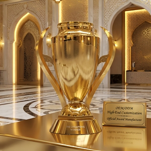 Trofeo di Calcio in Metallo Placcato Oro Personalizzato con Logo Inciso, Campione di Lusso, Consegna Rapida in 15 Giorni, Premio per Vincitori OEM - Product Image 3