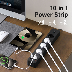 16A, 3500W, prise d'extension USB <span class=keywords><strong>Eu</strong></span> parasurtenseur multiprise Type 4 prises prise de rallonge électrique - Product Image 2