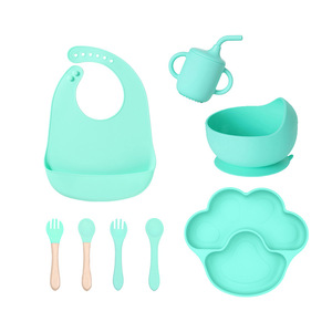 Juego de Cubiertos para Niños en Oferta, Baberos para Bebés, Plato con Ventosa, <span class=keywords><strong>Vajilla</strong></span> de Silicona <span class=keywords><strong>Completa</strong></span>, Juego de Destete para Bebés - Product Image 5