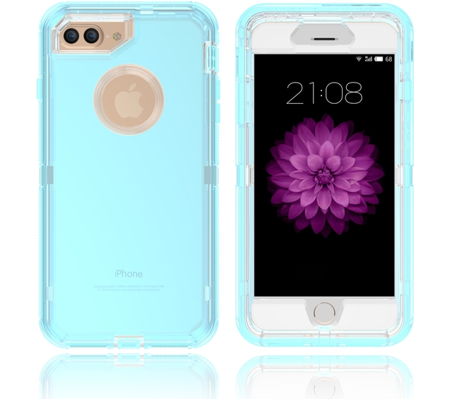 Geruide Soft TPU+PC Phone Case for iPhone 7 Plus Clear Phone Case With Transparent Clip