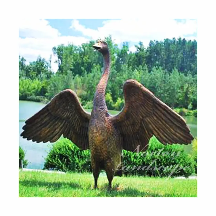 Estatua de Swans de bronce y latón para jardín, escultura personalizada de Arte de Metal para grandes antigüedades, Animal, a la venta