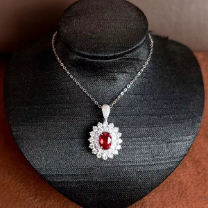 Lanphear kalung liontin mewah emas putih 18K kustom perhiasan bagus delima alami tanpa panas kalung berlian alami - Product Image 4