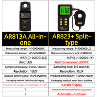 Medidor de Iluminancia Digital Inteligente AR813A AR823+, Medidor de Luz Lux de Alta Precisión, Fotómetro de Lúmenes