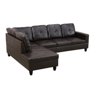 Convertible Leather Storage Square Sectional <b>Sleeper</b> <b>Sofa</b> Set for Living Room Apartment Hotel or Villa Leather Material - Product Image 2