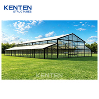 Carpas Modernas de Cristal para Bodas y Eventos, Estilo Oriental, con Estructura de Aluminio Negro, Cubierta de PVC Beige, Paredes Laterales de Cristal Opcionales