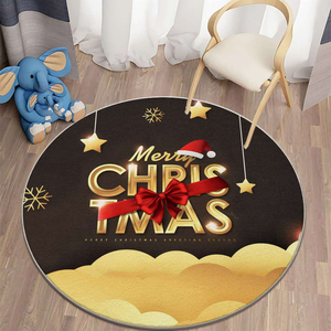 Alfombra de lujo con diseño navideño circular 3D impresa personalizada para sala de estar, decoración del hogar, hecha a máquina, antimicrobiana - Product Image 4