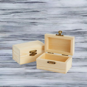 Boîte à trésors en <span class=keywords><strong>bois</strong></span> <span class=keywords><strong>de</strong></span> pin non fini, mini <span class=keywords><strong>coffre</strong></span> <span class=keywords><strong>de</strong></span> <span class=keywords><strong>rangement</strong></span> DIY avec charnières et fermoirs, pour bijoux, artisanat, cadeaux, décoration intérieure - Product Image 2