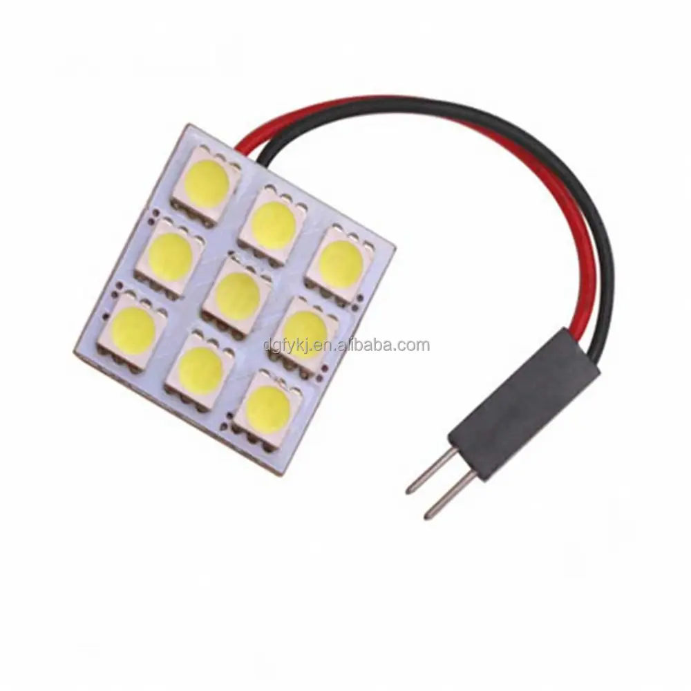 9SMD 5050 Chip Car Led Panel Interior Dome Light DC 12V Auto Roof lamp T10+Festoon Adapters Read Bulb