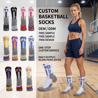 Chaussettes de basketball personnalisées OEM avec logo brodé, talon et bout renforcés, semelle amortissante, soutien de la cheville, vente en gros pour sports d'équipe