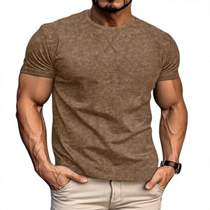 T-shirts Athlétiques Basiques à Col Rond pour Hommes, Hauts Décontractés 100% Coton 160 GSM, Mode Estivale, Logo Personnalisé OEM, Vente en Gros - Product Image 4