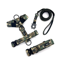 Harnais tactique réglable anti-traction pour chien, gilet réfléchissant durable pour animaux de compagnie avec collier et laisse assortis pour grandes races