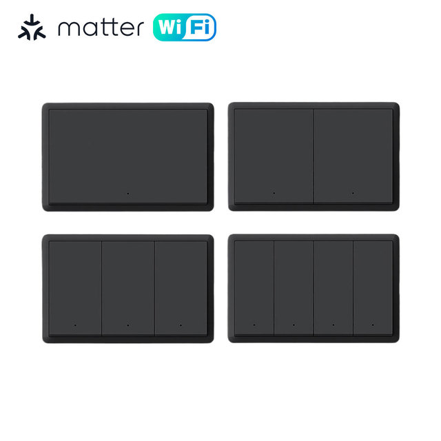 Tuya Matter WiFi Smart Wall Light Switch 1 2 3 4  Gang Neutral Required with Big Button Homekit Home Assistant Voice Control