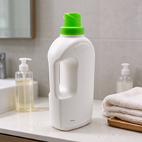 Bouteille de détergent à lessive en plastique de 1000 ml avec bouchon à clapet vert, récipient pour savon liquide, bouteille de nettoyage ménager