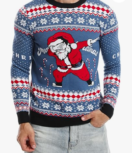 Pull de Noël moche pour <span class=keywords><strong>homme</strong></span> 100 % coton tricoté, personnalisé avec motif Père Noël et flocon de neige, à manches longues, pour fêtes de fin d'année, fabrication OEM - Product Image 1