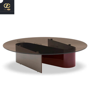 Muebles de sala de estar de diseño nórdico de lujo de alta calidad, mesa de centro de vidrio, mesa de centro de forma irregular de Villa - Product Image 6