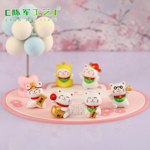 Figurine de chat porte-bonheur miniature, mini figurines Maneki Neko en plastique pour décoration de gâteau, décoration de bureau, pot de plante, paysage miniature - Product Image 3