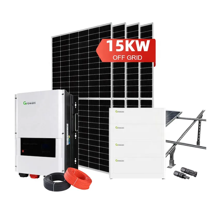 Sistema de armazenamento de energia doméstica América Off Grid Híbrido 15KW 20KW 30KW Painéis solares com bateria e inversor Kits completos