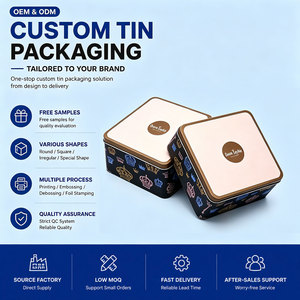 Caja cuadrada de hojalata grande con logotipo personalizable para galletas, chicle, piruleta, comida para bebés, fideos, otros alimentos, embalaje de Metal duradero - Product Image 1