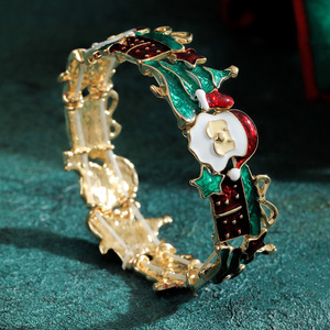 Christmas Jewelry <b>Set</b> Necklace Earrings <b>Bracelet</b> Cartoon Santa Claus Gift Holiday Zinc Alloy Oil Dripping Fashion Jewelry - Product Image 3