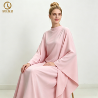Fournisseur de vêtements musulmans : Nouvelle conception d'Abaya musulmane bleue modeste pour femmes, Blouses ethniques en crêpe pour l'hiver, Fourniture ODM de robes pour femmes