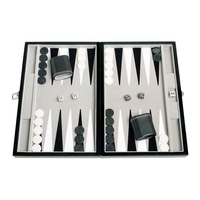 Jeu d'échecs et de backgammon portable en similicuir PU, plateau pliable, ensemble de jeux de société