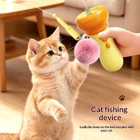Jouet électrique pour chat WF, canne à pêche avec lancer à un bouton, fonction rétractable, alimenté par batterie, divertissement interactif pour les 14 ans et plus