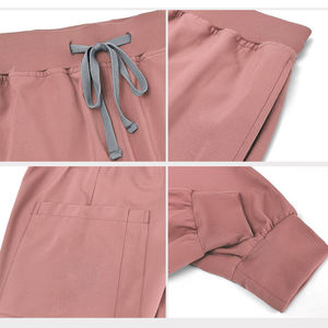 病院医療用スクラブ胸ポケット両方向スパンデックス女性用看護服カスタム刺繍色サロン制服看護師セット - Product Image 4