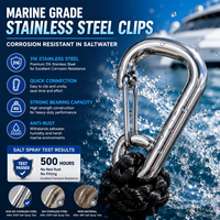 Cordes d'amarrage robustes de 50 cm avec doubles crochets en acier inoxydable 316, cordes d'amarrage marines absorbant les chocs