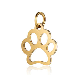 10 unids/lote 15mm Acero inoxidable perro mascota gato pata huella colgante pulsera encantos chapado en oro <span class=keywords><strong>para</strong></span> niños - Product Image 4