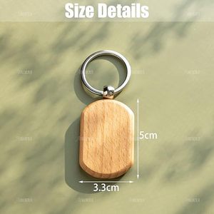 Unfinished Keychain <b>Blanks</b> for Engraving Wood Engraving <b>Blanks</b> Chain DIY Wood Keychain Unfinished Wooden Ring <b>Key</b> TagS - Product Image 2